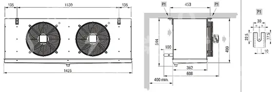 výparník ECO - Luvata GCE352A6ED, 8.85 kW (dT 8 st., R404) s odtáváním